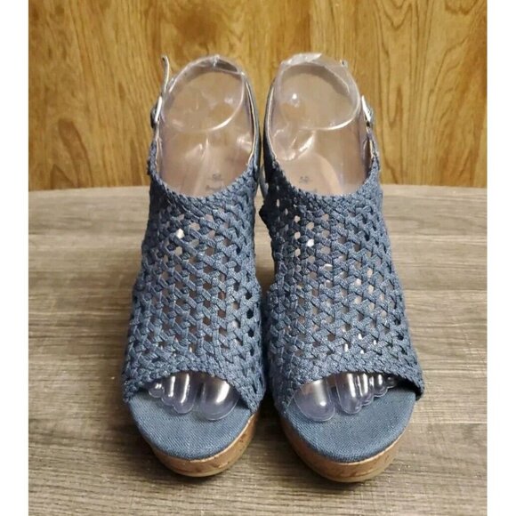 Mudd Casual Woven Strappy Slingback Wedge Sandals Womens Size 6.5 Blue - Picture 2 of 11
